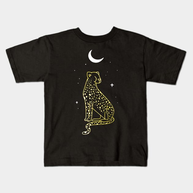 Yellow Cheetah Kids T-Shirt by skgraphicart89